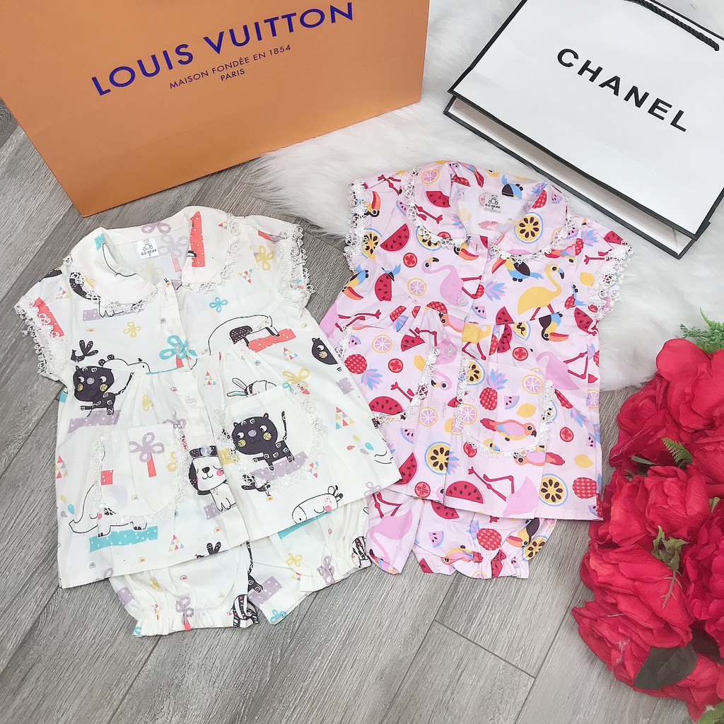 Bộ pijama viền ren siêu xinh cho bé gái - BPBR