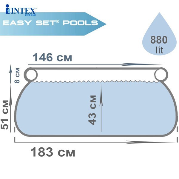 Bộ bể bơi phao cổ bơm hơi gia đình 1m83, 2m44, 3m05 intex