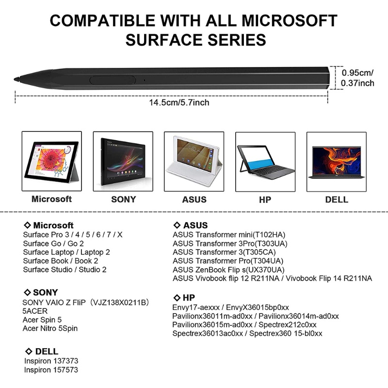 Bút Cảm Ứng Từ Tính Có Thể Sạc Lại Dành Cho Surface Pro5 6 7 X Book Go 4096
