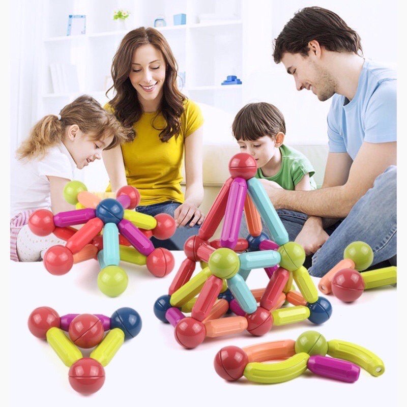 Đồ chơi nam châm xếp hình cho bé, Đồ chơi thông minh nam châm 36 và 64 chi tiét
