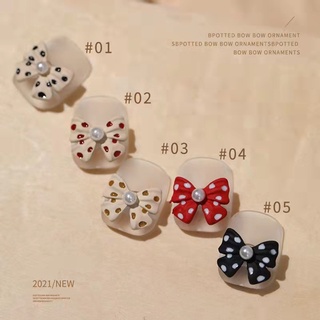 charm nơ chấm bi trang trí móng tay