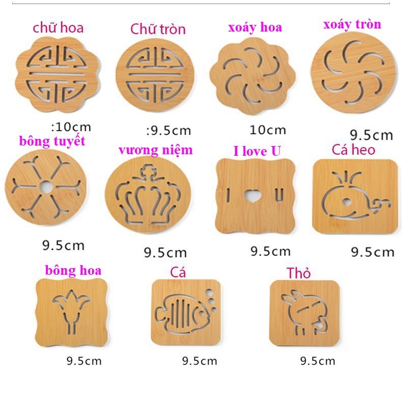 Đế Lót Ly Gỗ,Lót Cốc Cách Nhiệt Chống Trượt Bền Đẹp 9.5cm