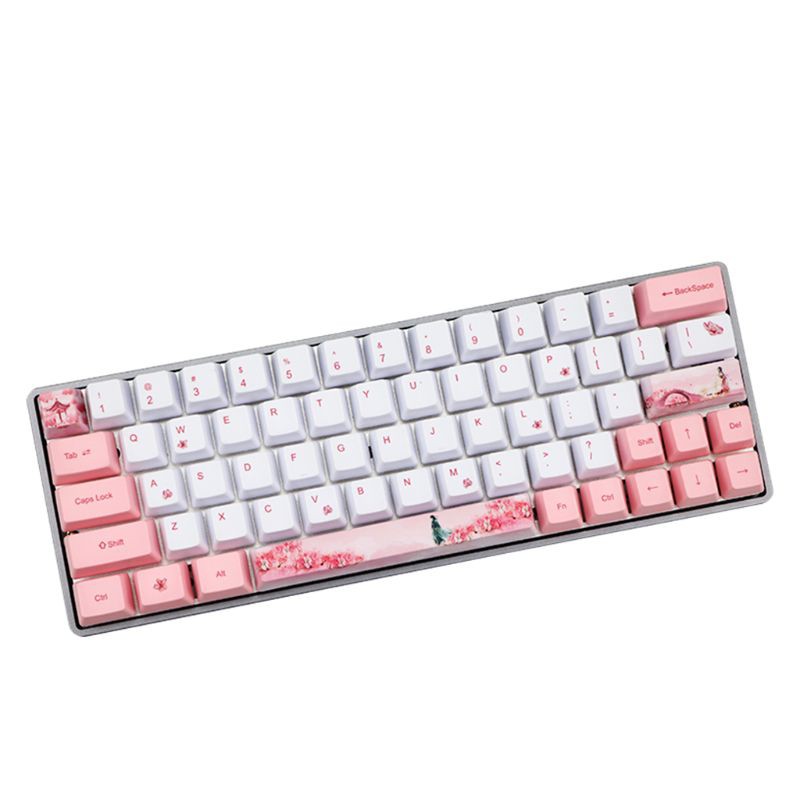 Nút Bàn Phím Cơ Pbt Oem In Hình Hoa Anh Đào Dễ Thương 60% Cho Gh60 Gk61 Gk64