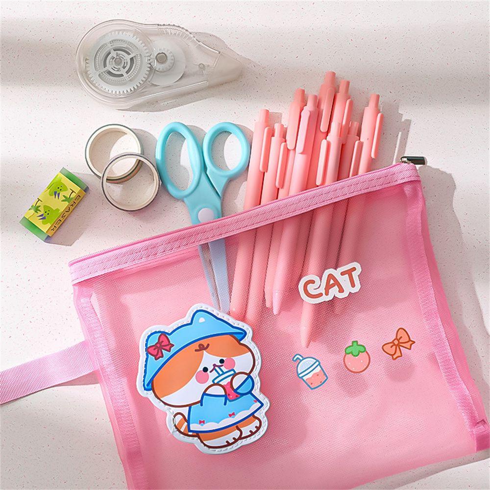 Túi Đựng Bút Dạng Lưới Trong Suốt Hình Thỏ Dễ Thương