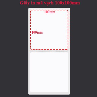 Giấy in mã vạch 100x100 cuộn 50m,dùng mực in , decal thường, decal in tem mã vạch 100x100 cuộn 50m, tem nhãn mã vạch