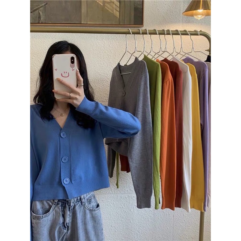 [SẴN]  áo len cardigan lửng