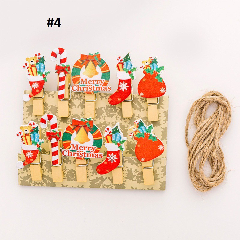 10c Kẹp gỗ trang trí giáng sinh cây thông NOEL quà tặng giáng sinh xinh xắn