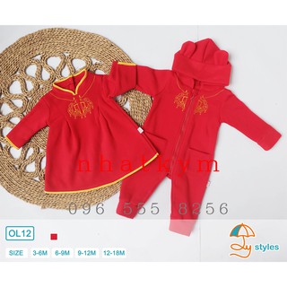 body - Váy đỏ nỉ bông mặc tết cho bé trai / gái 3m-18m (3kg-13kg) Ôly styles VN