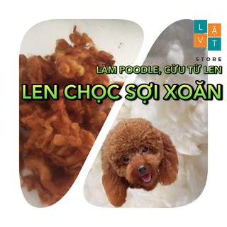 Len chọc xoăn tự nhiên để làm lông thú cún cưng, poodle, cừu, động vật 2 màu, needle felting