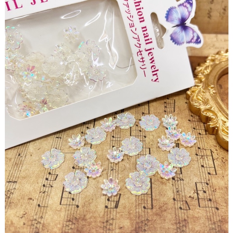 Charm hoa 7 màu mix nhũ lấp lánh