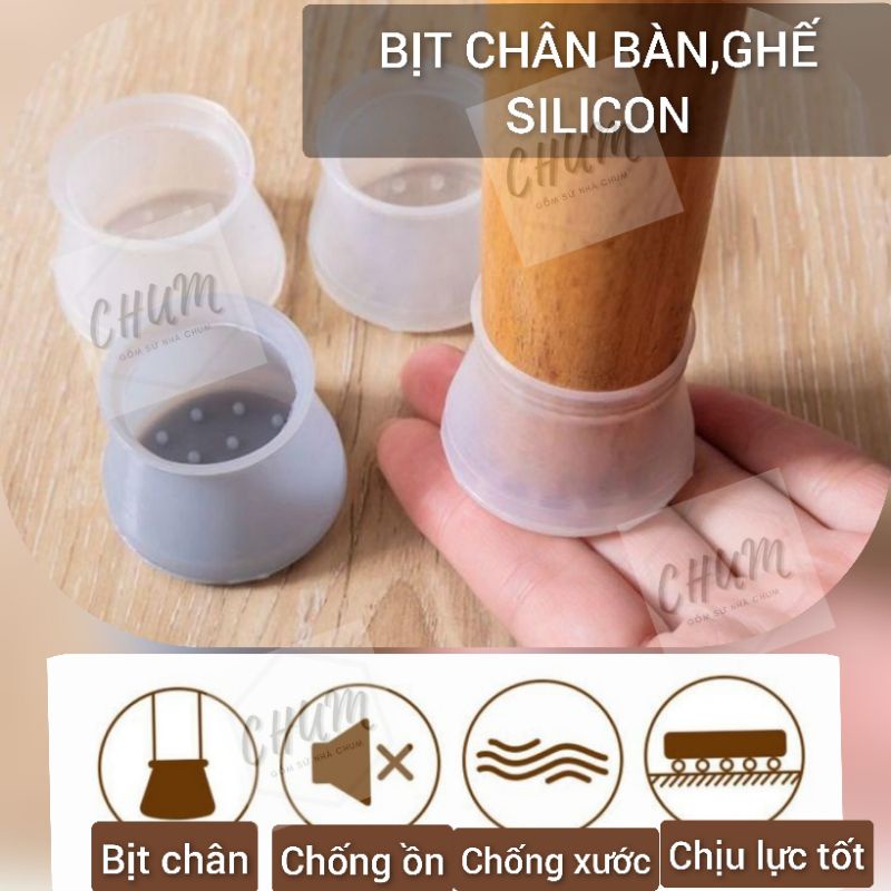 bịt chân bàn, ghế silicon giúp giảm ồn, bảo vệ bàn, ghế