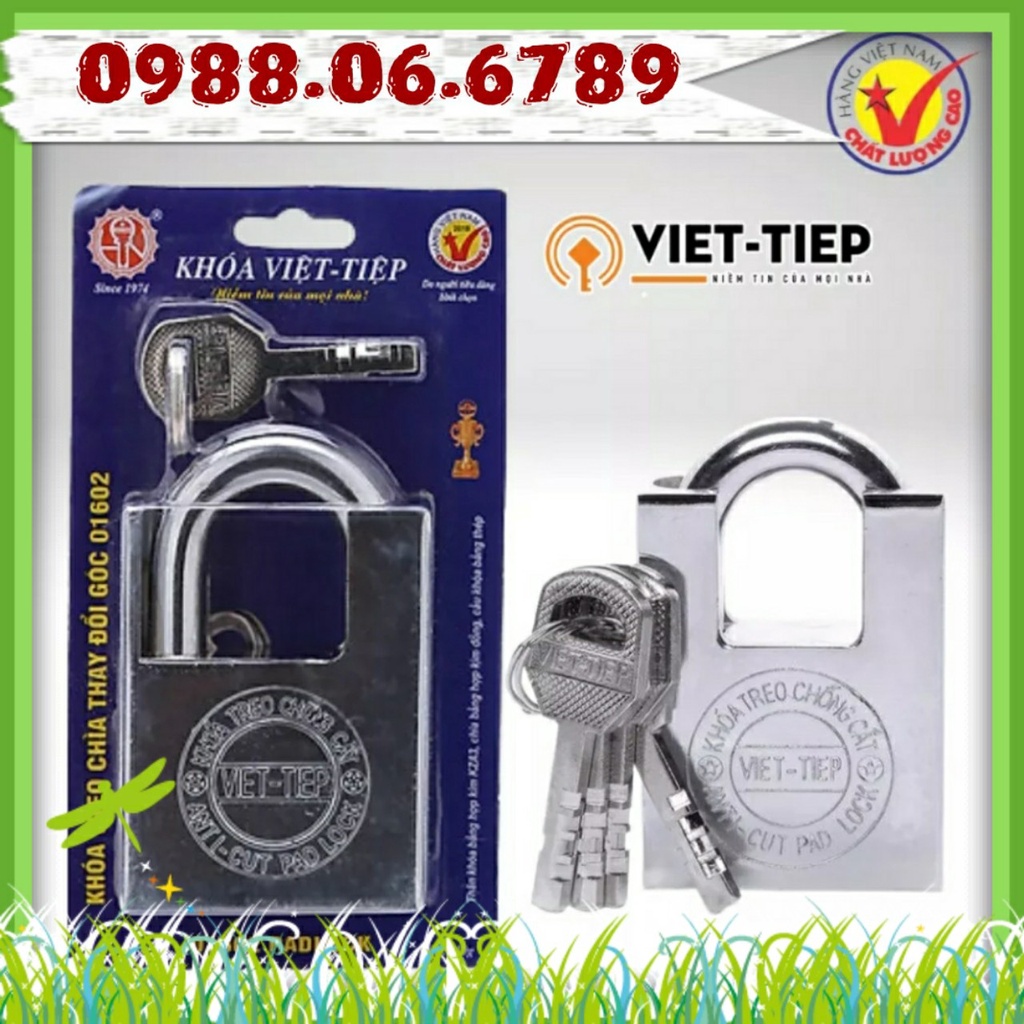 Ổ khóa cửa treo Việt Tiệp hợp kim chống cắt màu trắng⚡FREE SHIP⚡ Khóa cần chìa chống quên chìa. hợp kim thép cao cấp