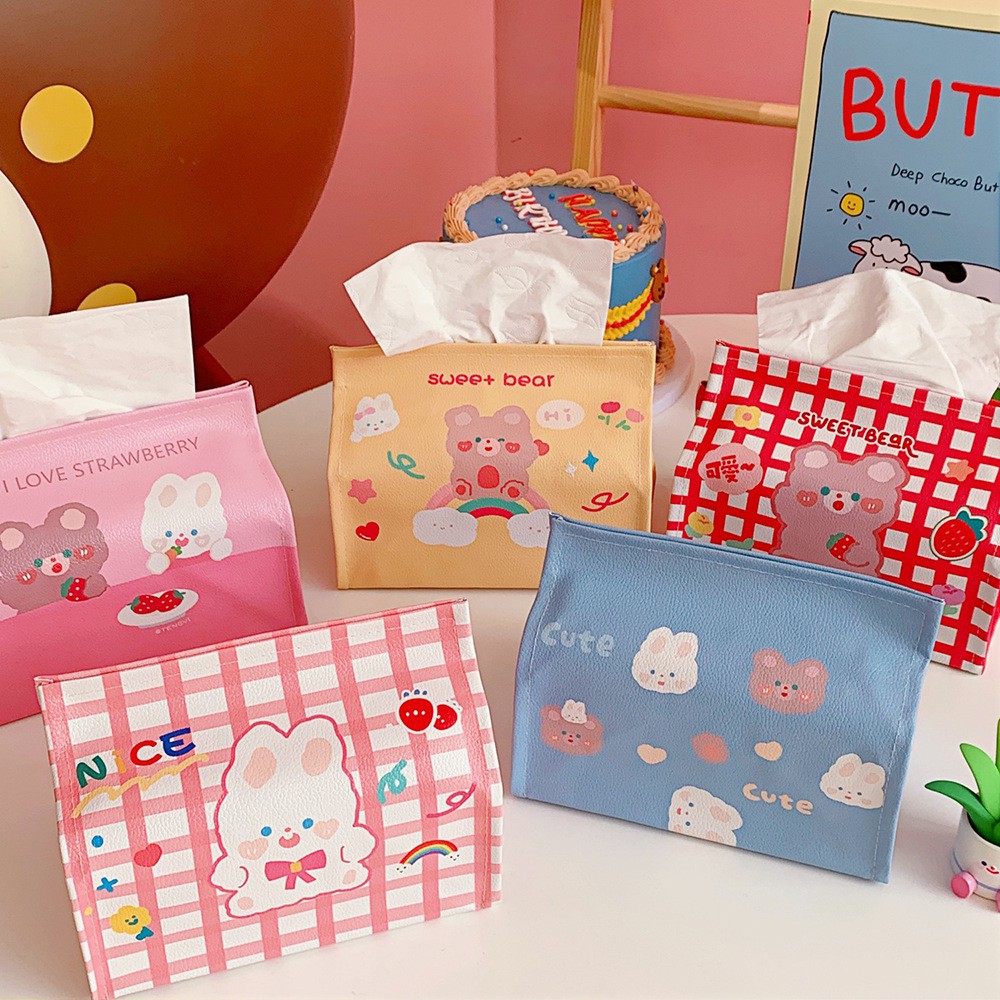 Túi Bọc Hộp Khăn Giấy Da PU Sweet Bear