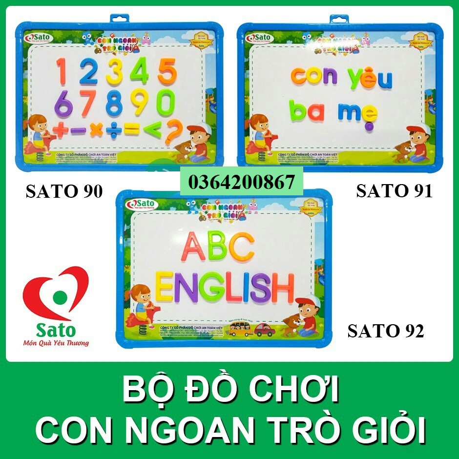 Bộ bảng từ + chữ nam châm CON NGOAN TRÒ GIỎI ( Toán, Văn, Tiếng Anh )