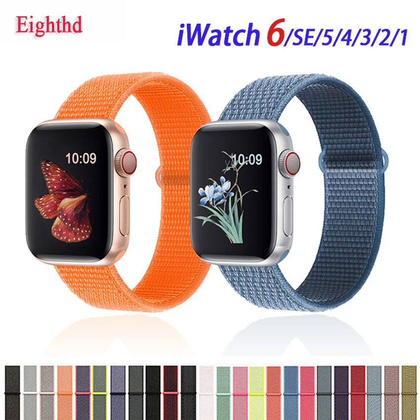 Dây đeo Nylon thay thế cho đồng hồ thông minh Apple Watch Series Se 6 5 4 3 2 1 Kích Thước 38mm 40mm 42mm 44mm