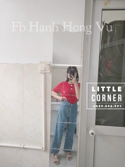 Quần baggy jeans lưng cao ống loe nhẹ ulzzang kèm ảnh thật