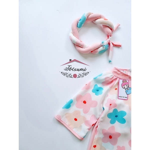 Set áo dài cách tân hoa đào ngọt ngào siêu iu mát mịn - Tocxumi