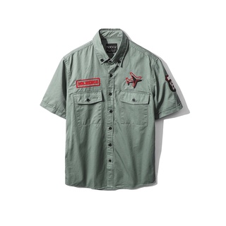 Áo Sơ Mi Nam Ngắn Tay HEBOZ Sticker 4M, chất vải kaki dày dặn, sticker thêu cao cấp - 00000733