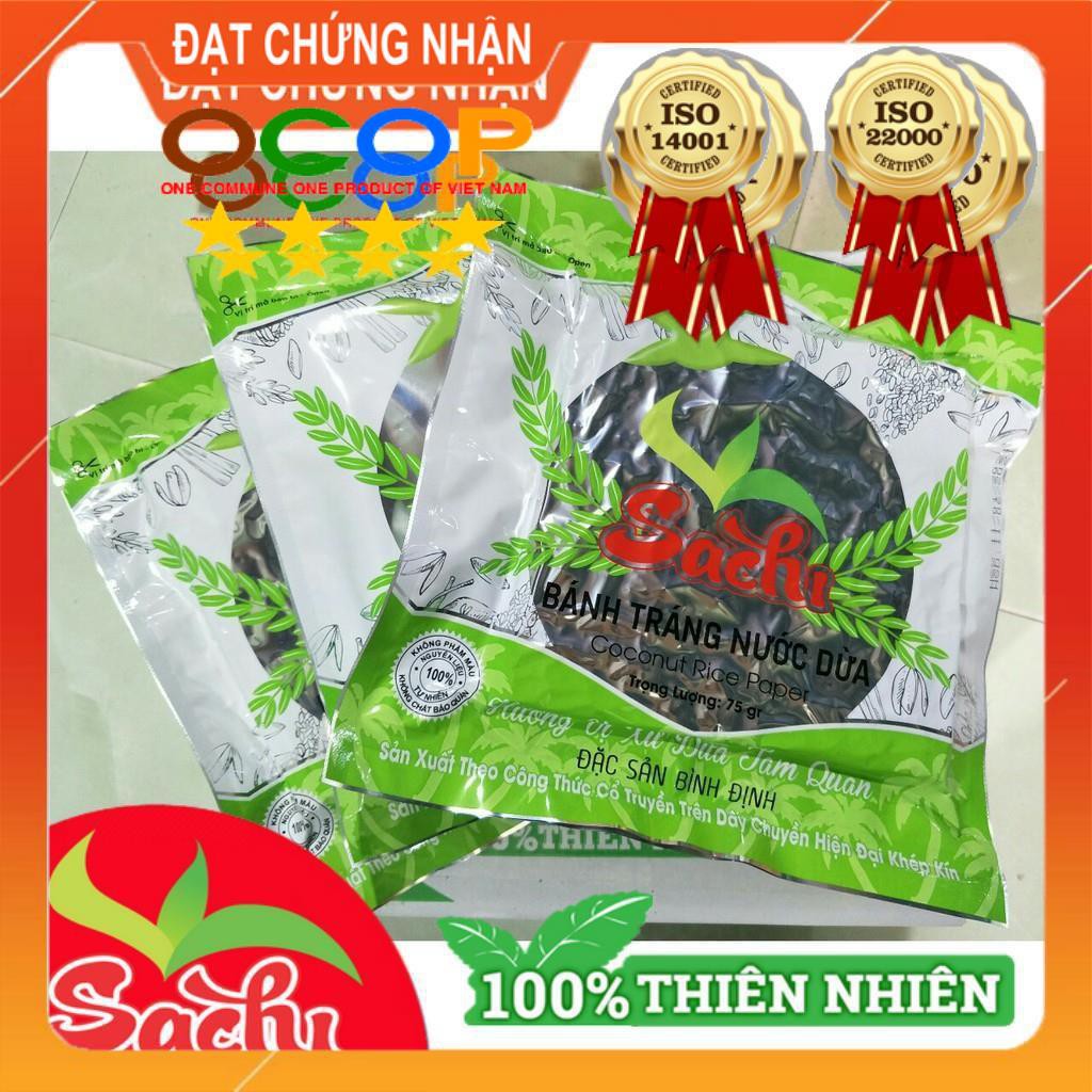 [Mã BAUIC50 giảm 50K đơn 99K] Hộp 25 Gói Bánh Tráng Nước Dừa Nướng Sẵn SACHI 75 Gam