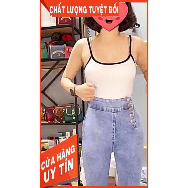 QUẦN JEANS LƯNG CAO TRƠN NÚT HÔNG- jeans siêu mềm giãn | BigBuy360 - bigbuy360.vn