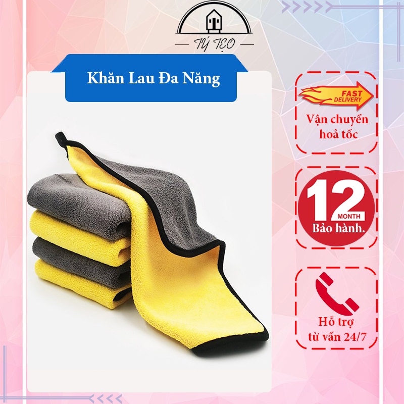 Khăn Lau Đa Năng 2 Lớp Cao Cấp Siêu Thấm Nước, Mềm Mại - Dụng Cụ Vệ Sinh Dọn Dẹp Nhà Cửa - Gia Dụng Tý Tẹo KL089