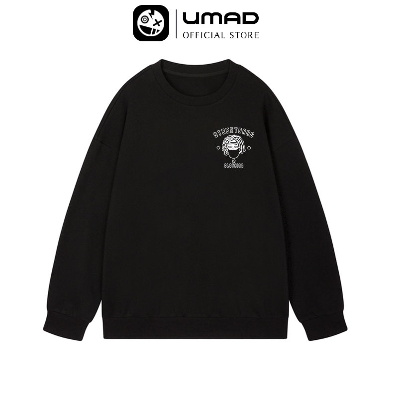 Áo sweater UMAD STREET GANG nỉ tay dài chất dày dặn form rộng local brand Unisex nam nữ, hoodie không nón mùa thu đông