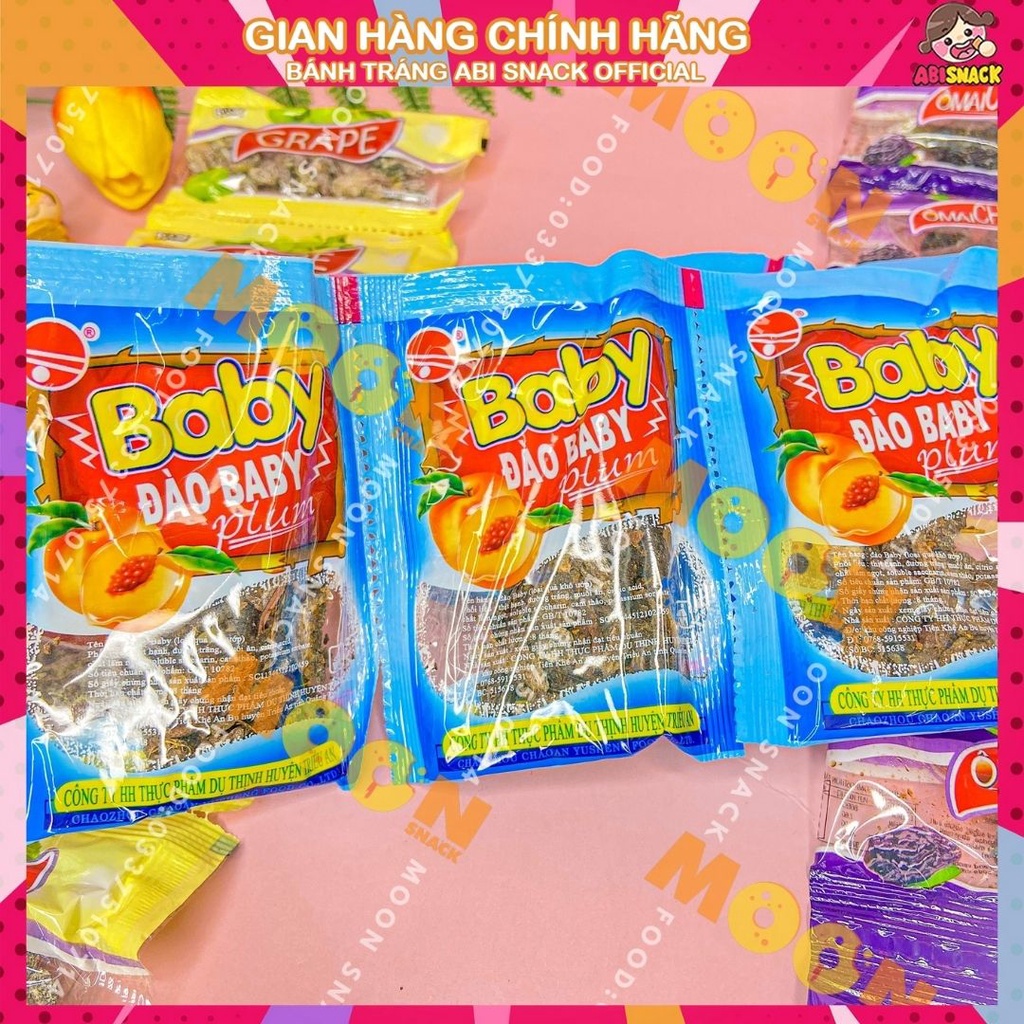 Set 10 gói kẹo ô mai nho/ô mai chua ngọt/ ô mai đào baby 5 gói 5x10,5g