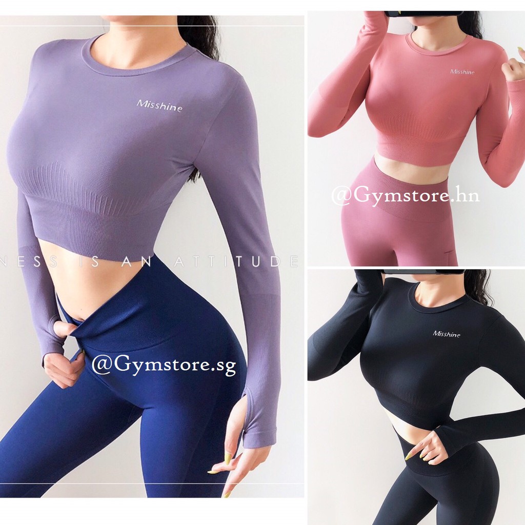 Áo Thun Tập Gym Nữ ❤️𝐇𝐀̀𝐍𝐆 𝐗𝐈̣𝐍❤️ Áo Dệt Croptop Dài Tay Thể Thao Nữ Mishine ĐỒ TẬP GIÁ RẺ 703