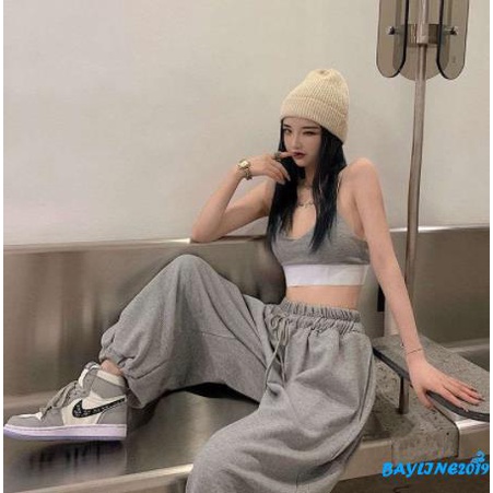 Set Áo Dây Hở Lưng + Quần Dài Lưng Cao Ống Rộng Thời Trang Cho Nữ