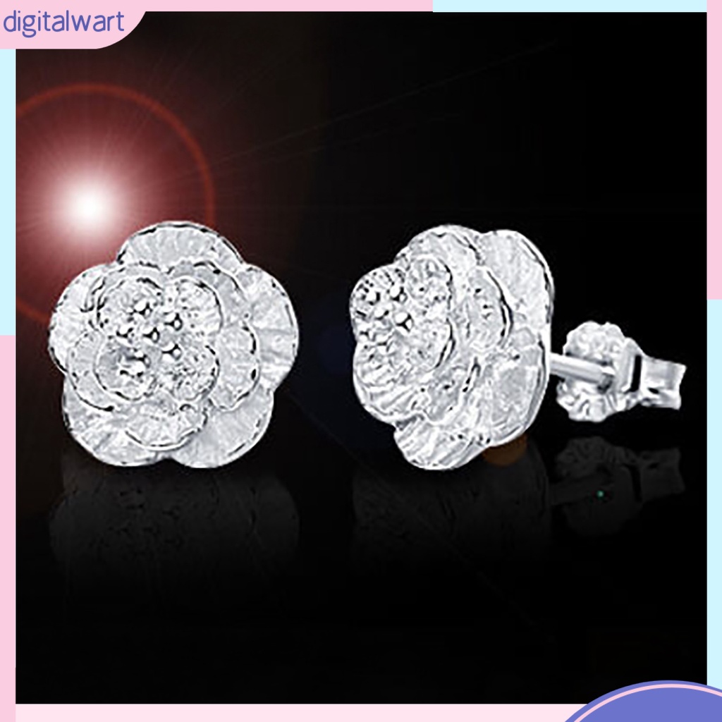 Cặp khuyên tai mạ bạc hình bông hoa sang trọng tinh tế lãng mạn dành cho nữ