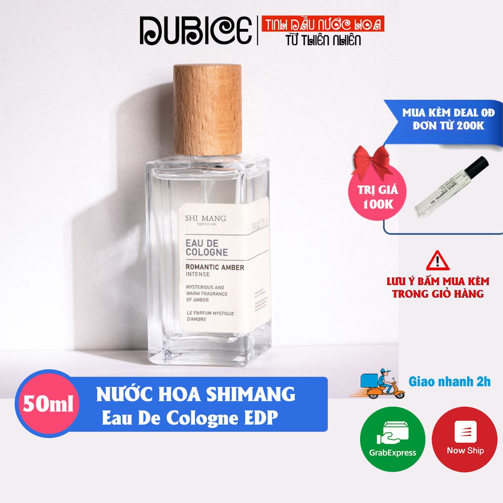 [TPHCM] Nước Hoa Unisex Shimang Bản Cao Cấp Eau De Cologne EDP 50ML - Chai vuông nắp gỗ