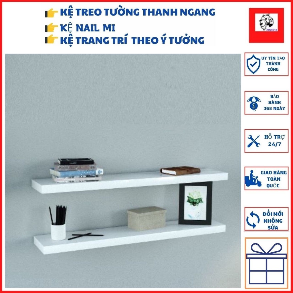 Kệ Treo Tường Thanh Ngang, 1 Thanh Dài 60cm Sâu 15cm, Thanh Ngang Decor Giấu Chân Giá Tại Xưởng Kèm Đầy Đủ Phụ Kiện