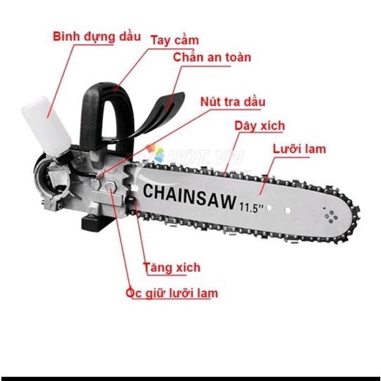 Bộ Lam Xích Gắn Máy Mài Máy Cắt Cầm Tay CHAINSAW, Lưỡi Cưa Cây, Lưỡi Cắt Gỗ, Làm Mộc Tra Dầu Tự Động - BH 6 Tháng