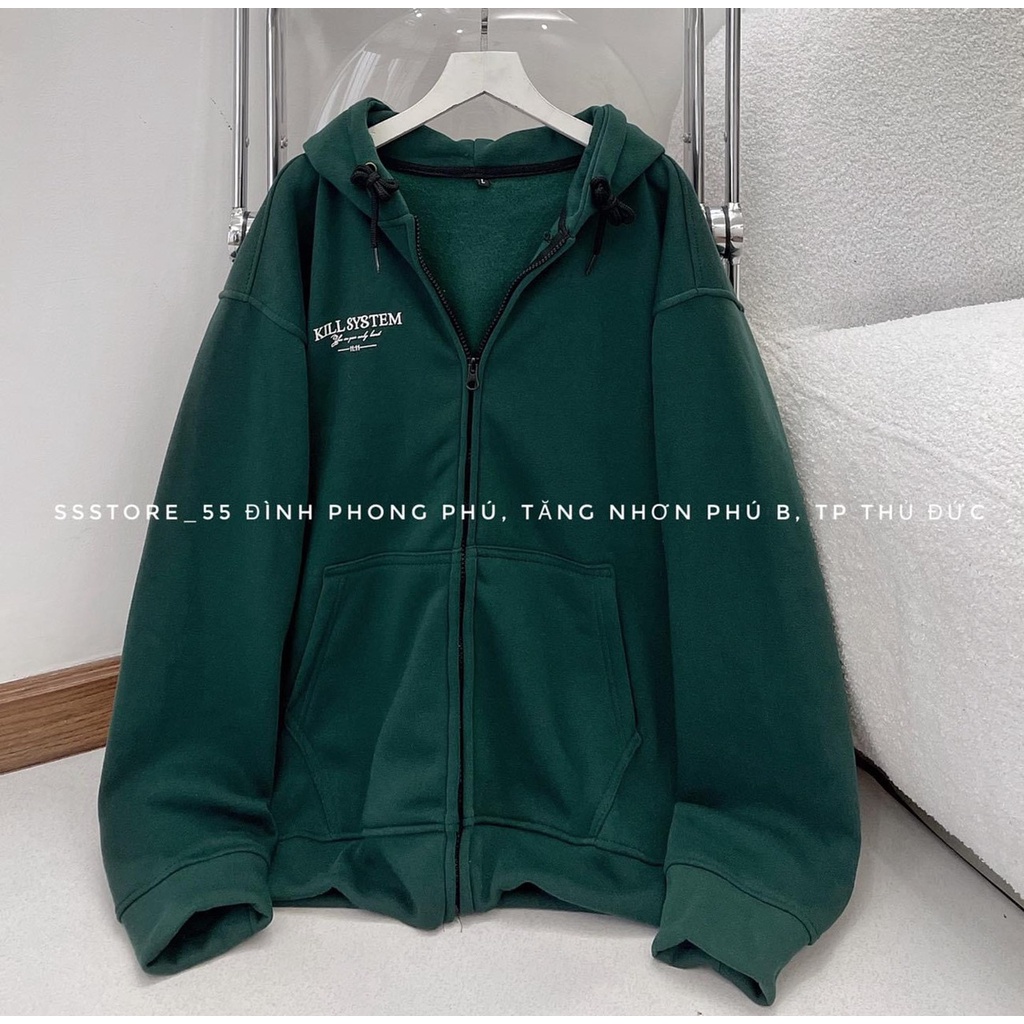 Áo khoác nỉ rêu mũ 2 lớp-6C5T