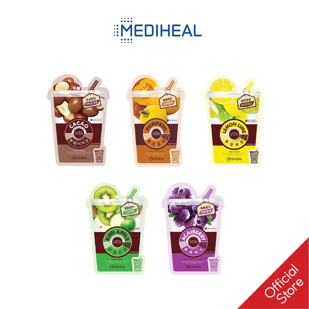 [COMBO] Mix 5 Mặt Nạ Mediheal Cacao - 2Lemonlime- Pomegranate - Kiwi Vita Mask 20ml x 5