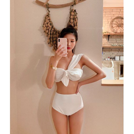 [ HÀNG CÓ SẴN ] Bikini Áo tắm biển liền nơ chéo vai cực đẹp, màu cực sang