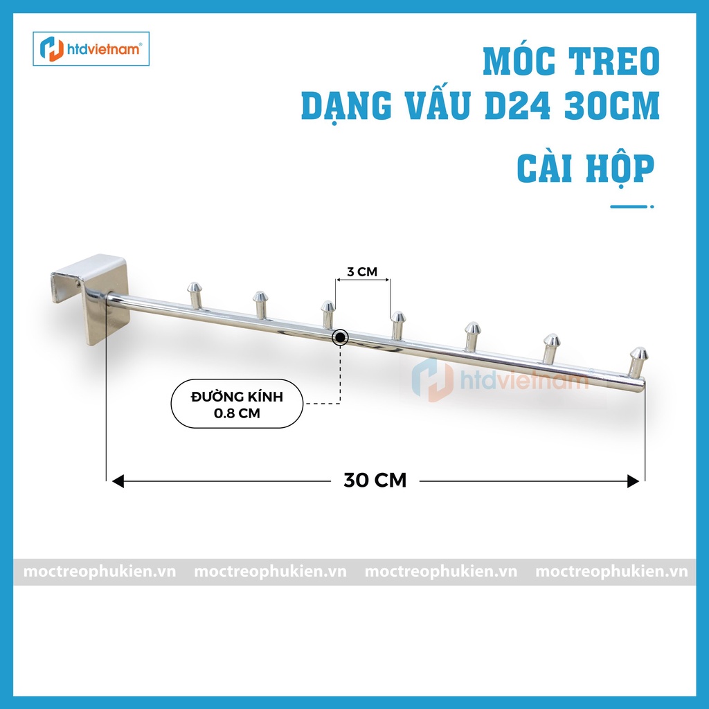 ( Hàng YON chất lượng cao ) Móc bi cài hộp inox 15*30mm treo quần áo shop thời trang