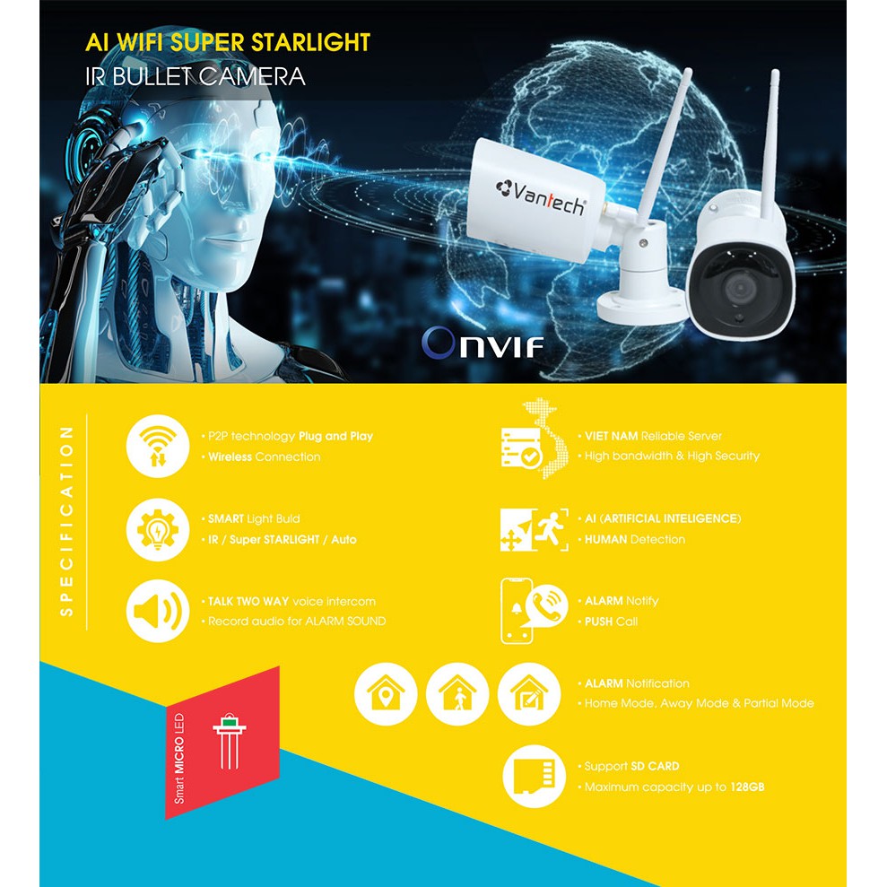 [Chính hãng] CAMERA bullet wifi cực nét full HD 4.0MP - Chính hãng Vantech AI-V2031C | BigBuy360 - bigbuy360.vn