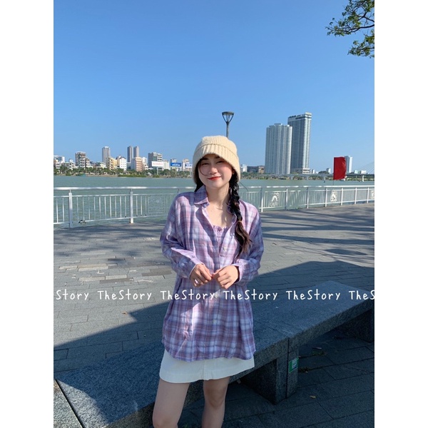 [STR] Set áo sơ mi caro mix 2 dây nhún S509