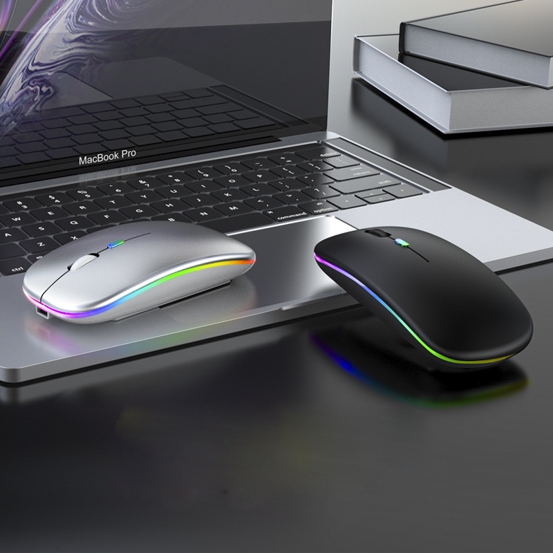 Chuột bluetooth, Chuột Không Dây A2 Chống Ồn Pin Sạc Không Cần Thay Có Led Đổi Màu Dùng Làm Việc Chơi Game Cực Chất