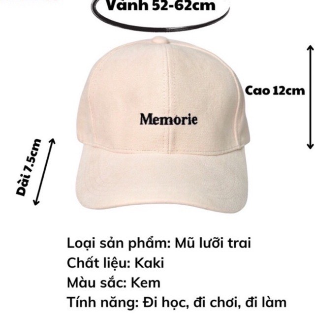 Mũ Lưỡi Trai Nón Kết Thêu Chữ Memorie And Forever Phong Cách Ulzzang Form Unisex Nam Nữ - Hazo