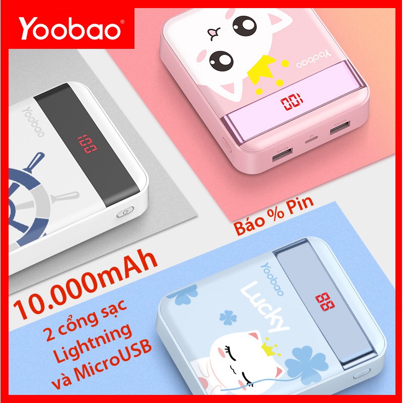 Pin sạc dự phòng 10000mAh YOOBAO M4Pro 2 cổng USB có đèn pin LED