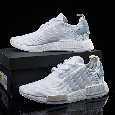 【Bắn thật】Adidas NMD_R1 BY3033 trắng xanh bạc hà chạy bộ nữ