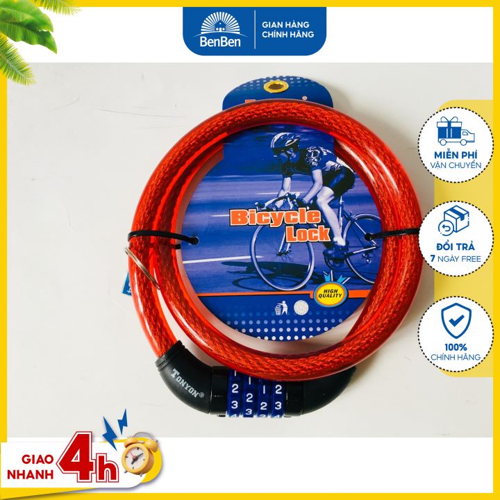 Dây cáp bọc nhựa loại dài 95cm, dùng để khóa xe máy, khóa cổng, khóa đạp - Ben Ben