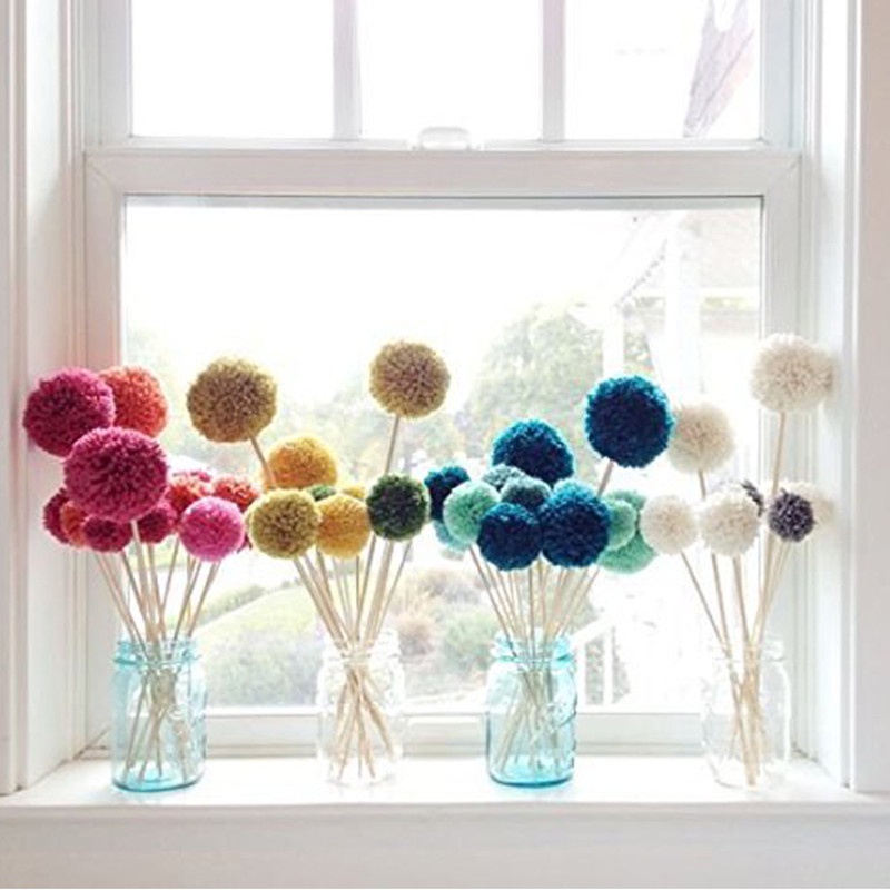 Set 8 Bộ Dụng Cụ Làm Quả Cầu Lông Xù 4 Kích Cỡ Diy Dành Cho Bé