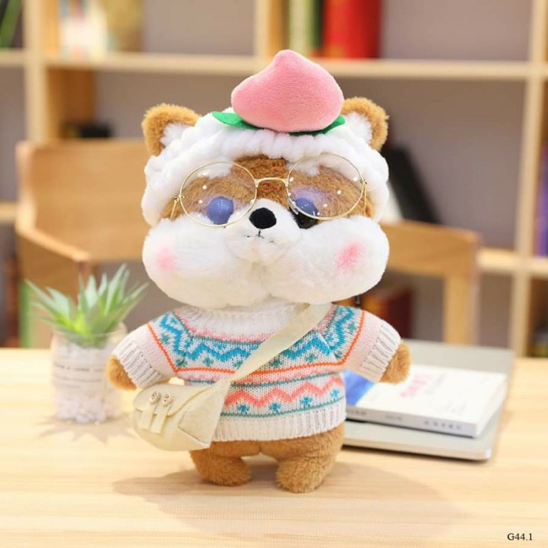 Gấu bông chó Shiba 4 phụ kiện 30cm hàng cao cấp loại nhập bông mịn