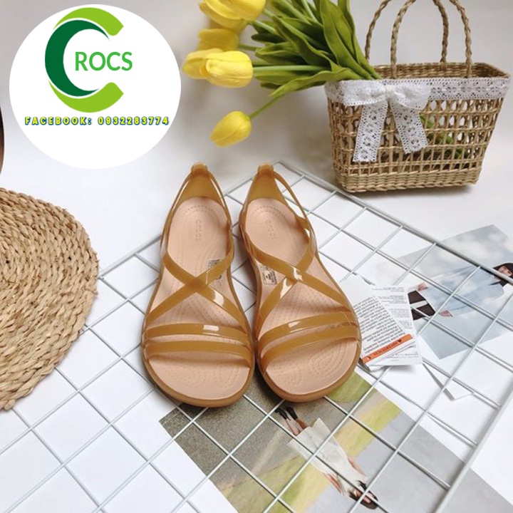 Giày sandal nhựa đi mưa chống hôi chân -Croslite-isabella-x cho nữ màu nâu