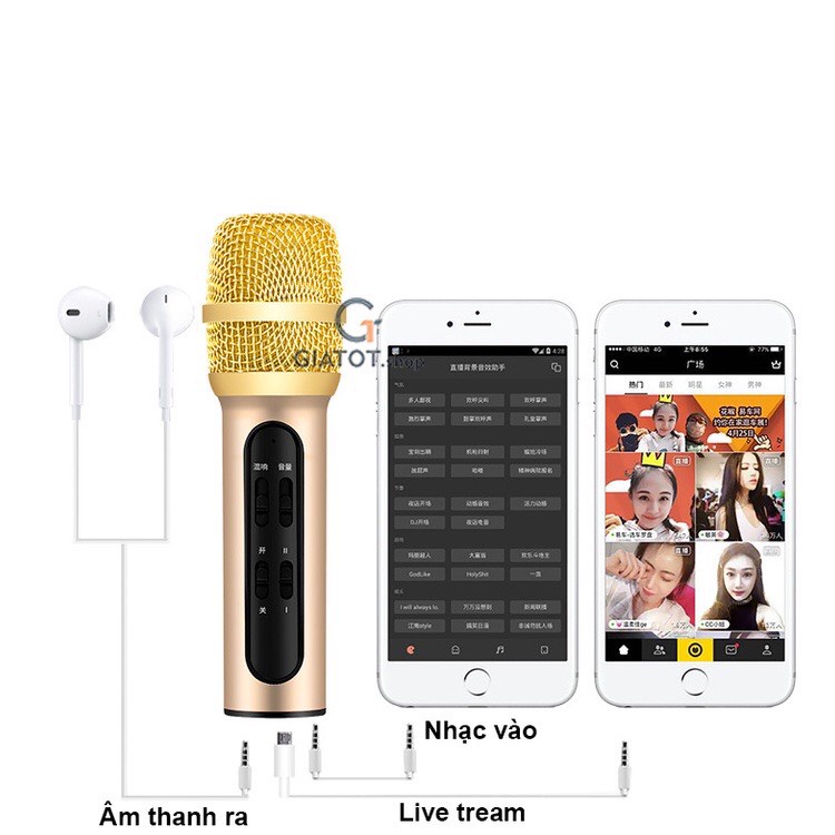 Micro C11 Thu Âm Hát Livestream ⚡BẢO HÀNH 6 THÁNG⚡ Âm Thanh Cực Hay Tích Hợp Pin, NHỏ Gọn + TẶNG KÈM 01 TAI NGHE