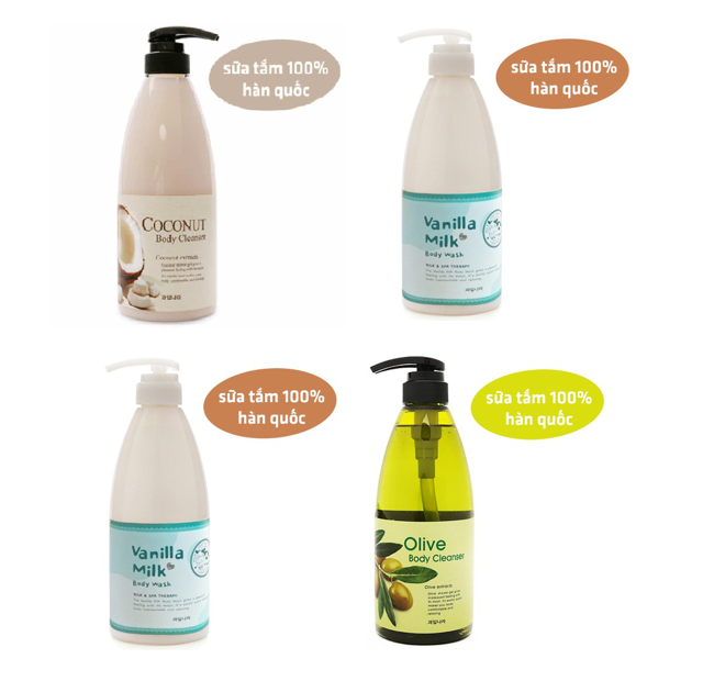 Sữa tắm trắng 100% Hàn Quốc Welcos White Milk Body Wash Cao cấp Hàn Quốc 750ml - Hàng chính hãng