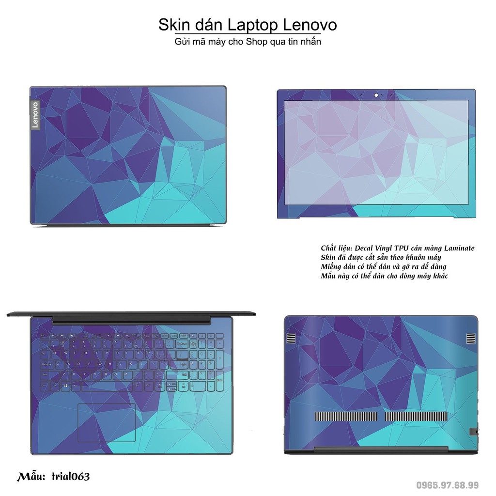 Skin dán Laptop Lenovo in hình Đa giác nhiều mẫu 11 (inbox mã máy cho Shop)